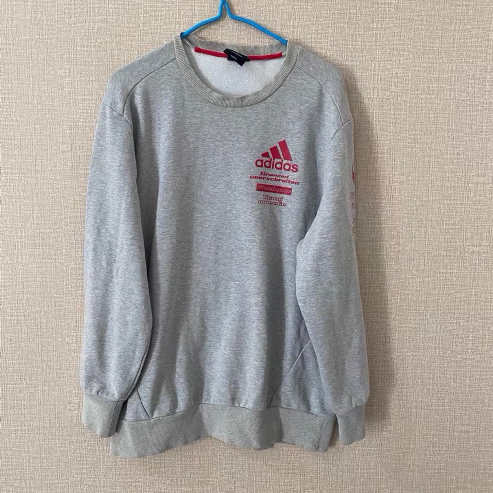 Adidas Heather Gray Crewneck with Red Accents